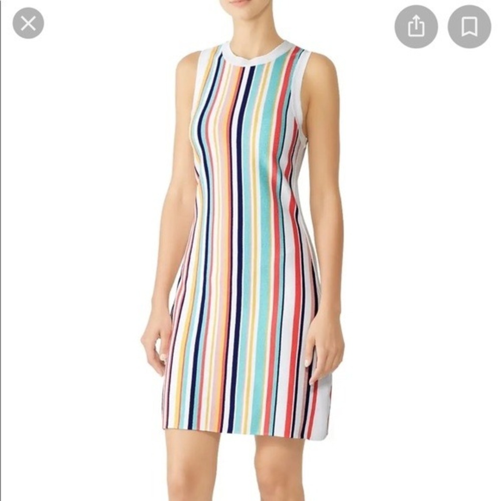 525 America Multi Color Vertical Stripe Knit Sleeveless Mini Dress Small